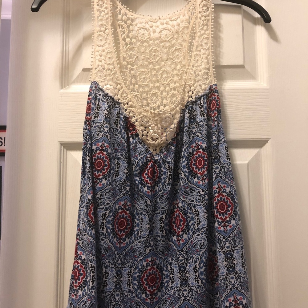 Lace backed red, white, and blue tank